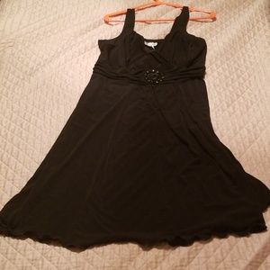 Wide strap 14w stretchy little black dress gems